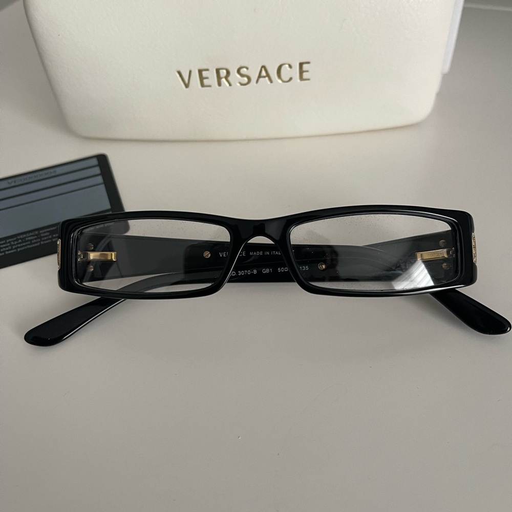 Versace Black Rectangular Eyeglasses